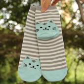 hohe Qualität der 3d Tier Katze Fussabdrücke 6 Farben Gestreiften comic Socken Damen Baumwolle bodenlangen Socke für