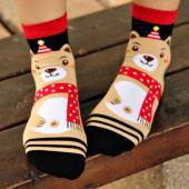 1 Paar neue Damen Winter Socken Weihnachtsgeschenk warme weiche Baumwolle kurze Socke Nikolaus Hirsch