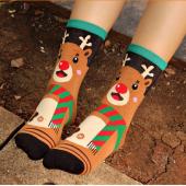 1 Paar neue Damen Winter Socken Weihnachtsgeschenk warme weiche Baumwolle kurze Socke Nikolaus Hirsch