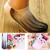 1pair 3d gedruckte Socken neue süße DekolleTee Söckchen mehrere Farben Baumwolle Socke lässig Charactor Socken