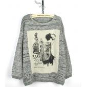 Frühling Herbst und Lockere Pullover um den Hals lange Ärmel aus Damen c1452 preppy Stil Pullover gedruckt