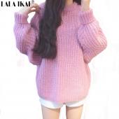 Frau Rosa Pullover und Pullover oversize Schulter ab Femme hiver Wolle sich Pullover Damen Strickwaren Locker Top