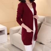 Frühjahr Cashmere Strickjacke weibliche mittellang Wolle Pulli Locker lange Ärmel plus Size Pullover