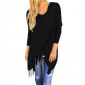 Herbst Damen lange Ärmel Tassel slash Pullover zieht Femme lässig aus Jersey Tops tragen SpRinger Winter Pullover