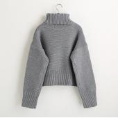 Rollkragen Pullover Womens Vintage high Hals weite Ärmel aus warmen Pullover weibliche Springer Grossen Lose Verdickung