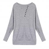 Marke Damen Pullis und Pullover im Herbst Mode casual Batwing Ärmel Knopf aus langer Pullover und Grösse auch