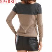 sparsil Damen Herbst Winter mischung Pullover Patchwork Pullover o Hals aus soft warmes Kleidungsstück