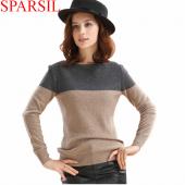 sparsil Damen Herbst Winter mischung Pullover Patchwork Pullover o Hals aus soft warmes Kleidungsstück