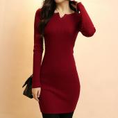 neues Design lange Pullover Kleid Herbst Winter Damen Mode Pullover SpRinger sexy v Hals Bodycon grundlegende