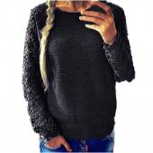 neue Mode Damen im Herbst Pullis lange Ärmel o Hals Spitzen lässig Pullover Häkeln Patchwork aus Pullover