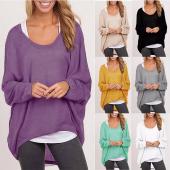 Damen Pullis Pullover Stilvolle scoop lange Ärmel reine Farbe Pullover Stricken Pullover Strickwaren europäischen Stil