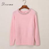 Herbst Winter Marke Design friesen o Hals lange Ärmel aus Pullover elegante casual Pullover warmen Strickwaren Frau