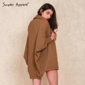 Bekleidung aus gewirken simplee Batwing lange Strickjacke Pullover Mantel Damen Herbst Winter Mode Tricot warm Spring