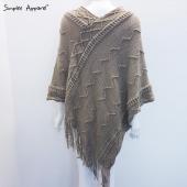 simplee Bekleidung Batwing Ärmel Tassel Saum Stricken umhang Pullover Damen fallen Tricot Cape Poncho Herbst Winter