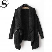 sheinside Damen casual Strickwaren aus Winter elegante Vintage Mode Herbst Marke Revers lange Ärmel aua StrickJacke