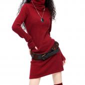 neue Winter Kaschmir Wolle sich Pullover Stricken Pullover mit hohem Kragen hedging lange absatz Kleid Versandkost