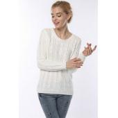 warme Pullis Damen Mode lässig aus Pullover o Hals lange Ärmel solide Blau Weiss slim von Lady Marke Schweiss