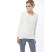 warme Pullis Damen Mode lässig aus Pullover o Hals lange Ärmel solide Blau Weiss slim von Lady Marke Schweiss