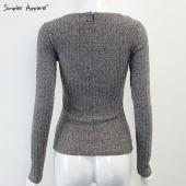 beaVant Holzkohle sexy v Hals Herbst aus Tops Damen Pullover Spitze an elastischen kreuz der Pullover slim lange Ärmel