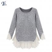 spätestens im Winter Mode Damen Pullis Graue lange Ärmel Versandkosten gegensatz Spitzen süß Stricken Pullover lässig