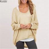 Frühling im Herbst Damen Pullover Springer Pullover Batwing lange Ärmel lässig Locker solide Bluse Hemd und femini