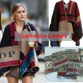 olivia palermo übergrossen Pullover Strickjacke laufsteg Strasse mit karierten Schal gestrickt Strickjacke Kap Poncho