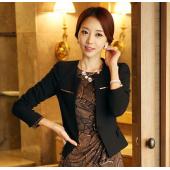 Mode Jacke Blazer Damen Anzug klappbar lange Ärmel Revers Mantel ausgeKleidet mit Gestreiften Knopf Vogue Blazer