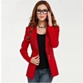 Candy Farbe lange Ärmel Damen reißverschluss Blazer Anzug slim Lockere Jacke Mantel Outwear