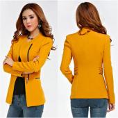 Candy Farbe lange Ärmel Damen reißverschluss Blazer Anzug slim Lockere Jacke Mantel Outwear