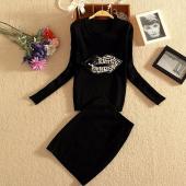 Alpha Winter neue Damen sexy Schmetterling Dicken Lippe Pullover Stricken an Pflanzlichen Top und wrap Hip Dünne Rock