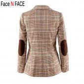 Gesicht n Gesicht Damen karierten Blazer im Herbst neue Mode karierten Ellbogen Pflastern zwei Button slim fit Blazer
