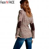 Gesicht n Gesicht Damen karierten Blazer im Herbst neue Mode karierten Ellbogen Pflastern zwei Button slim fit Blazer