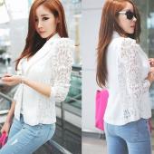 sexy Damen Spitzen Häkeln Patchwork slim Blazer Anzug Mode der Mantel Outwear slim Knopf Jacke chaquetas mujer