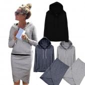 plus Size n 4xl Damen Mode lange Ärmel Hoodies SweaT Shirts und Röcke Setzt Sport Anzug Trainingsanzüge pflanzli