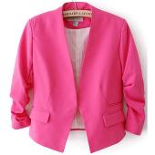 Blazer Damen Süssigkeiten Farbe weibliche Blazer Damen Jacke 3 4 Ärmel Taschen keine Taste Frau slim short Sakko