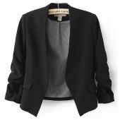 Blazer Damen Süssigkeiten Farbe weibliche Blazer Damen Jacke 3 4 Ärmel Taschen keine Taste Frau slim short Sakko