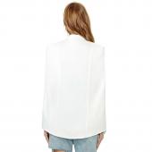 xxl Grösse xs 6 Damen Mode White Schwarzen ReVers split lange Ärmel Taschen Lockere Blazer Cape