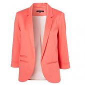 haoduoyi Damen Süssigkeiten Farbe slim Blazer mit drei viertel Ärmel und mit Button Design für den Grosshandel