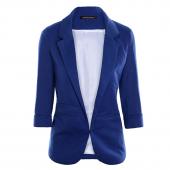 haoduoyi Damen Süssigkeiten Farbe slim Blazer mit drei viertel Ärmel und mit Button Design für den Grosshandel