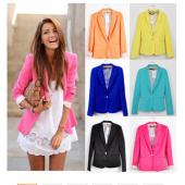 Damen wie Blazer faltbaren Marke Jacke aus Baumwolle Spandex mit futter Vogue BonbonFarben Blazers freien Shipp