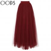 ups 100cm muslimischen Maxi lange Röcke Frühjahr 3 Schichten Hemd Mesh gefalteten Damen Ballkleid ausgestellte Röcke