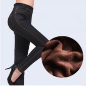 Winter Leggings Damen Verdickung warm Hose Mode in Denim Hosen schröpft footless Leggings mit Taschen lg 173