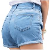 die hohe Taille kurze Jeans die wilden Frühling und Sommer laufen kurze Damen dünn Curling Mode lager Grösse kurze