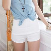 Sommer Damen hohe Taille Shorts slim Riss skinny Jeans kurz heiß Fest eine Seite Denim pom kurze de cintura