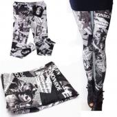 neue Damen sexy Gamaschen Hose digita Print schreiben Zeitung Leggings Schwarze Milch für Damen gratis Versand