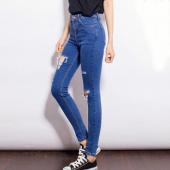 Mode Marke mit hoher Taille schlank lässig Damen Vintage Jeans slim Riss BleiStift Jeans loch Hose Damen sexy girl