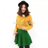 neue Skater stretch Taille schLicht flippy ausgestellte gefalteten Jersey kurzen Rock Sommerkleid