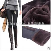 Winter in die Jeans neue Damen Faux Denim Hosen solide warm zunehmen schröpft BleiStift Hosen footless Leggings plus