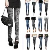 sexy Damen leggins jeggings Mode tattoo Jeans dehnbar skinny Hose Versandkosten