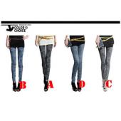 sexy Damen leggins jeggings Mode tattoo Jeans dehnbar skinny Hose Versandkosten